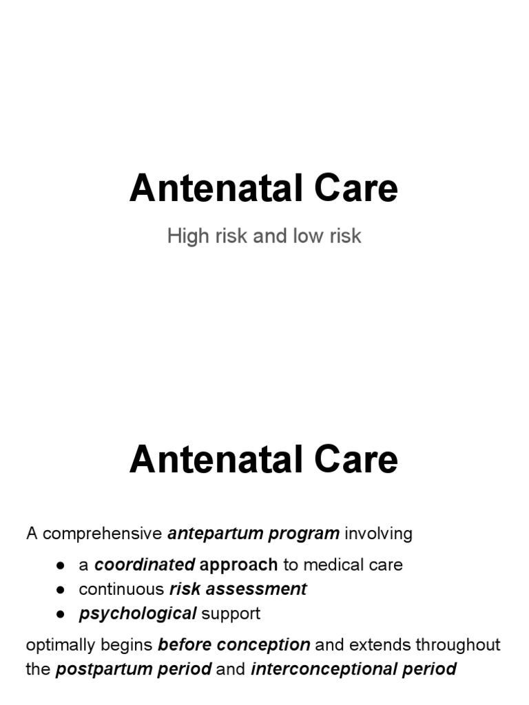Comprehensive Antenatal Care Guide | PDF | Pregnancy | Prenatal Development