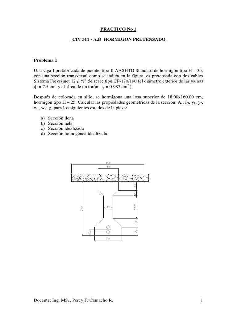 PRACTICO No 1 CIV 311 A-B PDF | PDF | Hormigón pretensado | Albañilería