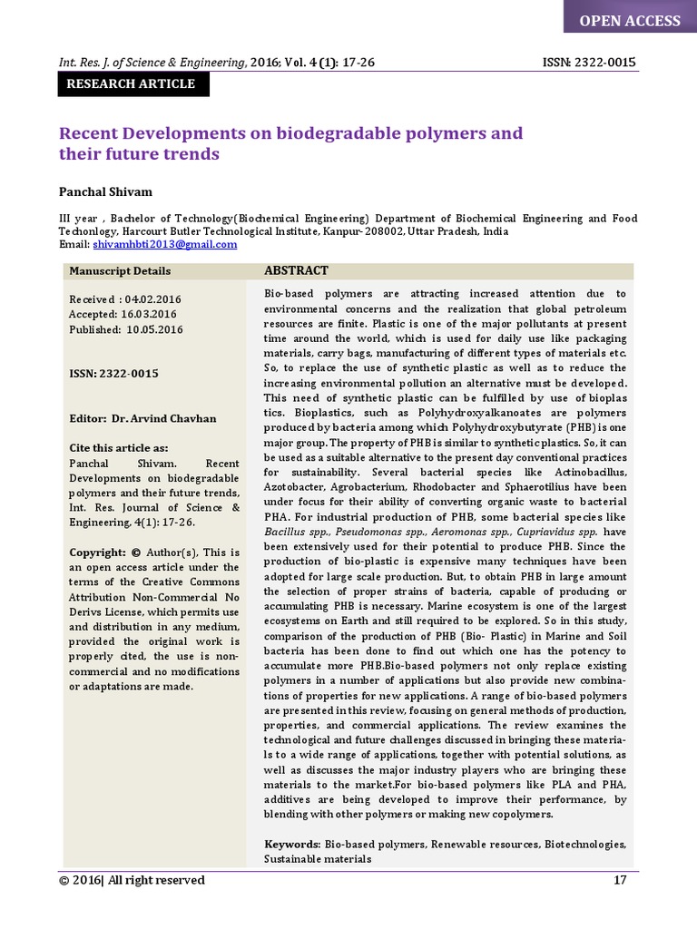 Biodegradable Polymers | PDF | Biodegradation | Biopolymer