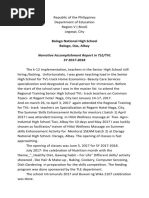 Narrative Accomplishment Report