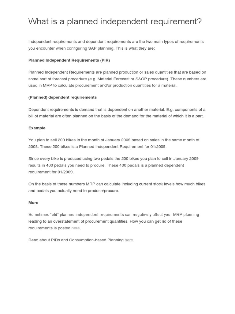 What Is A Planned Independent | PDF | Sales | Forecasting