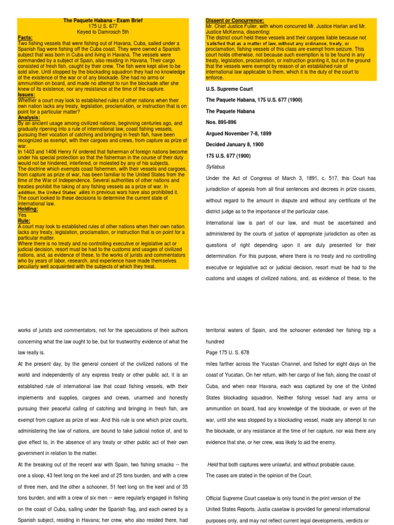 The Paquete Habana PDF Prize (Law) Appeal