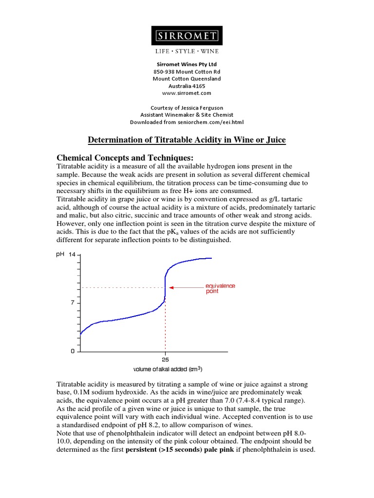 Titratable Acidity | PDF | Titrage | Chimie