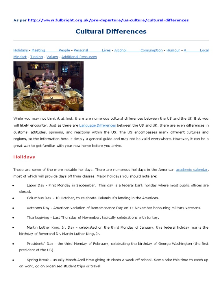 Understanding US Cultural Differences | PDF | Gratuity | Body Language