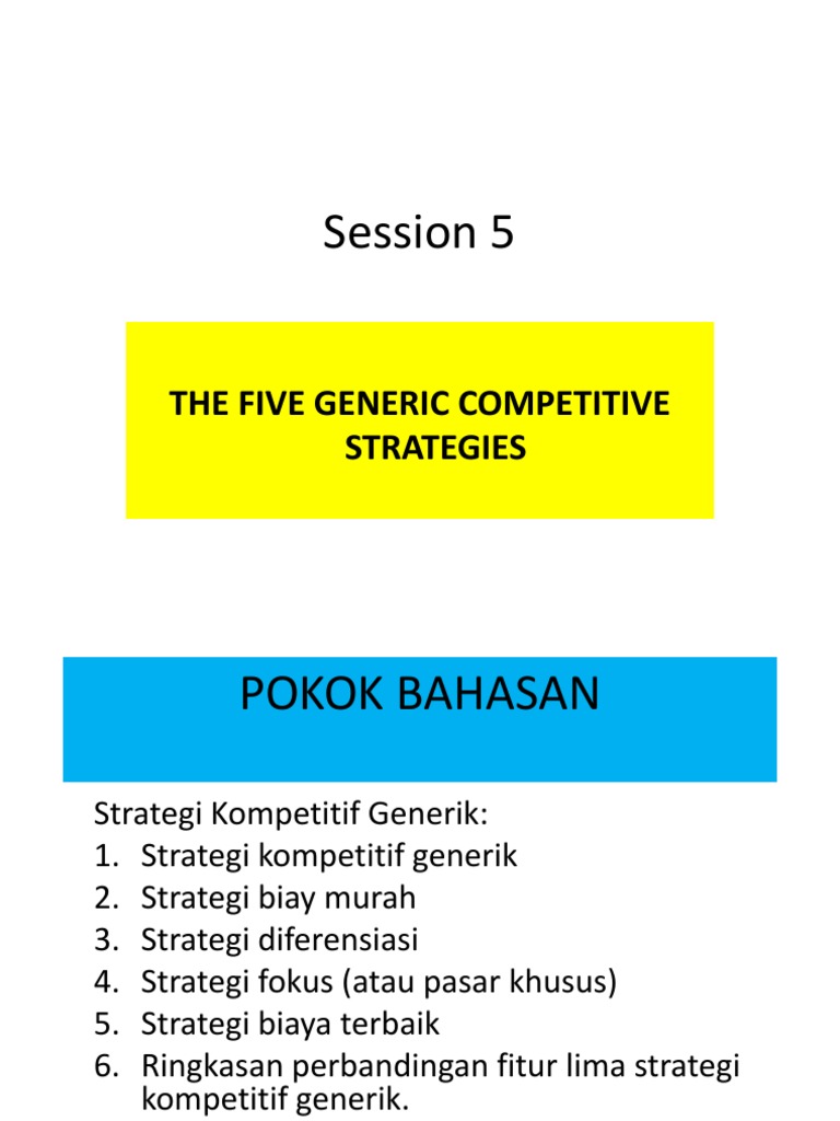 Lima Strategi Generik | PDF | Competitive Advantage | Strategic Management