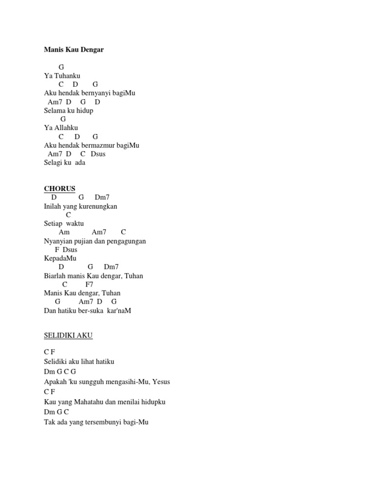 Lirik Lagu Ujilah Aku Tuhan Chord Terbaru