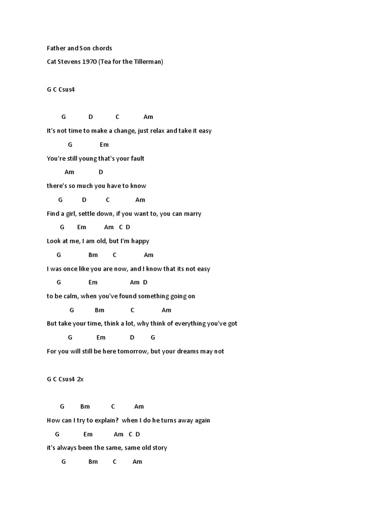 Father and Son Chords | PDF | Leisure | Entertainment (General)