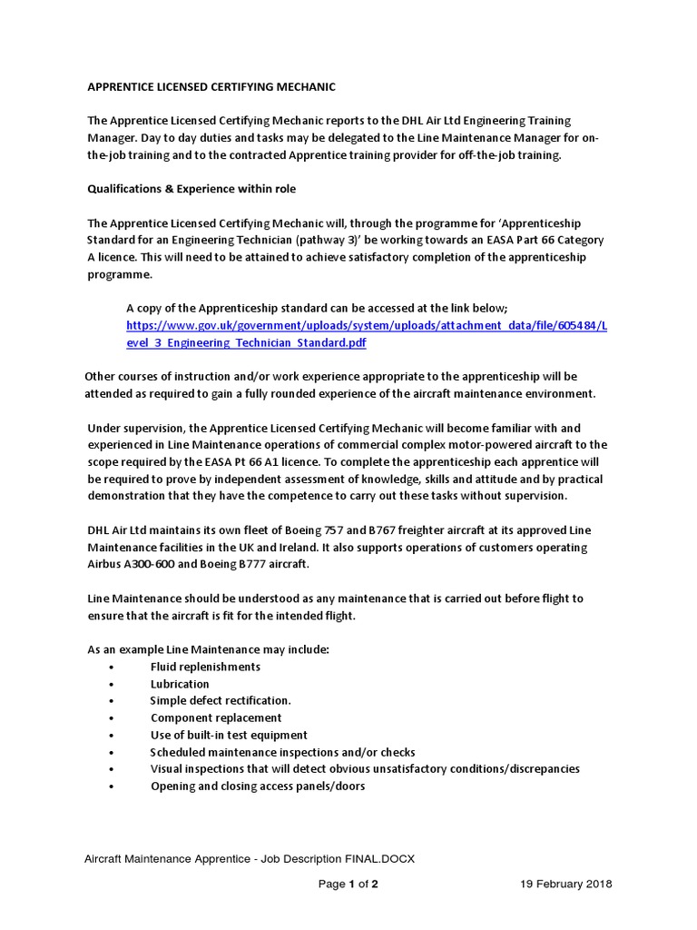 Job Description PDF Apprenticeship Aviation