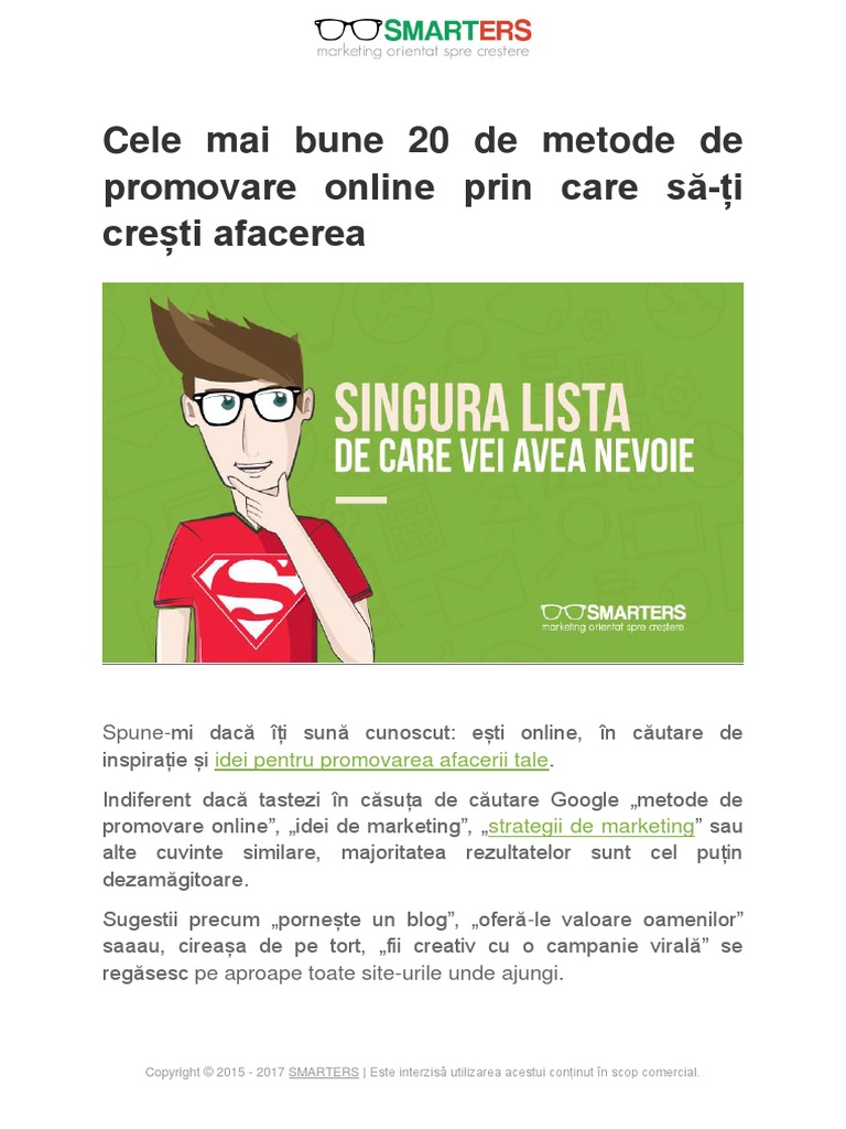 PDF Metode de Promovare Online by SMARTERS | PDF | Business | Social ...
