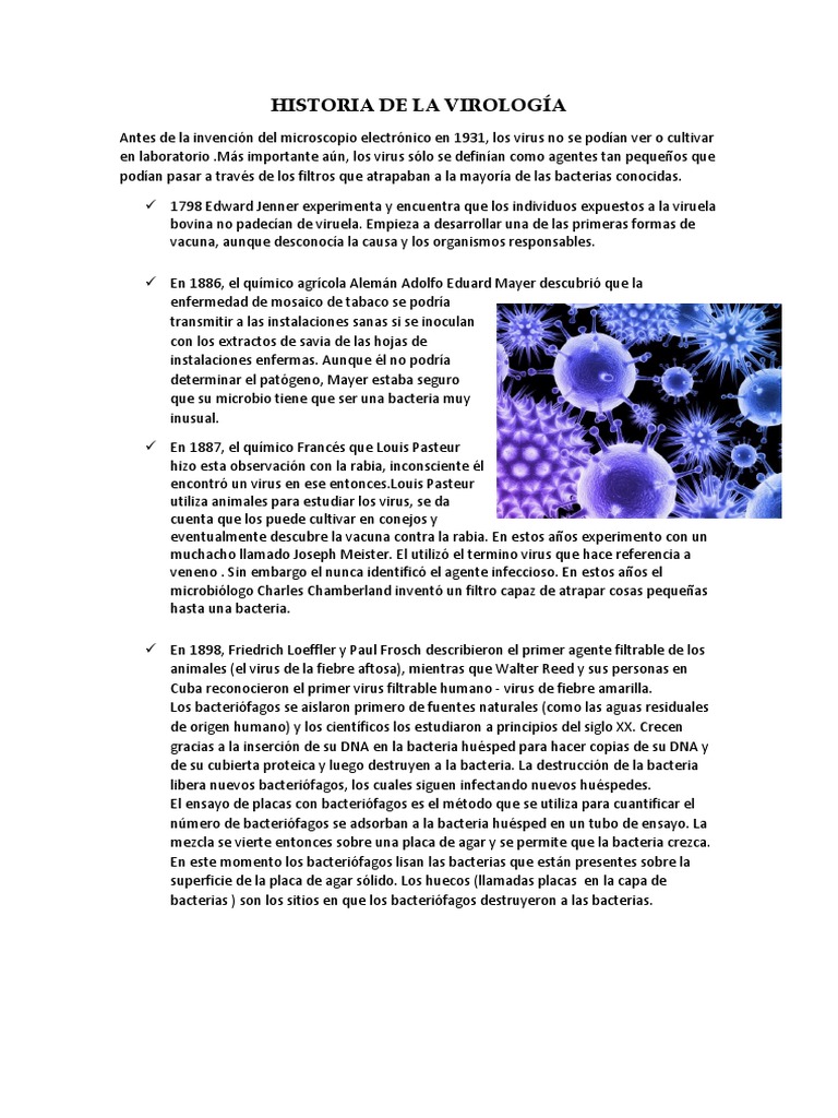 Historia de La Virología PDF Virus Virología