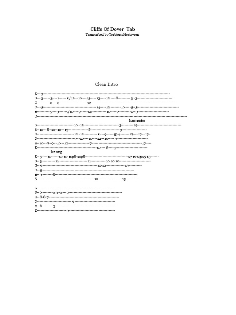 Cliffs of dover song