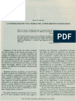 La Posibilidad de Una Teoría Del Conocimiento Siciologico