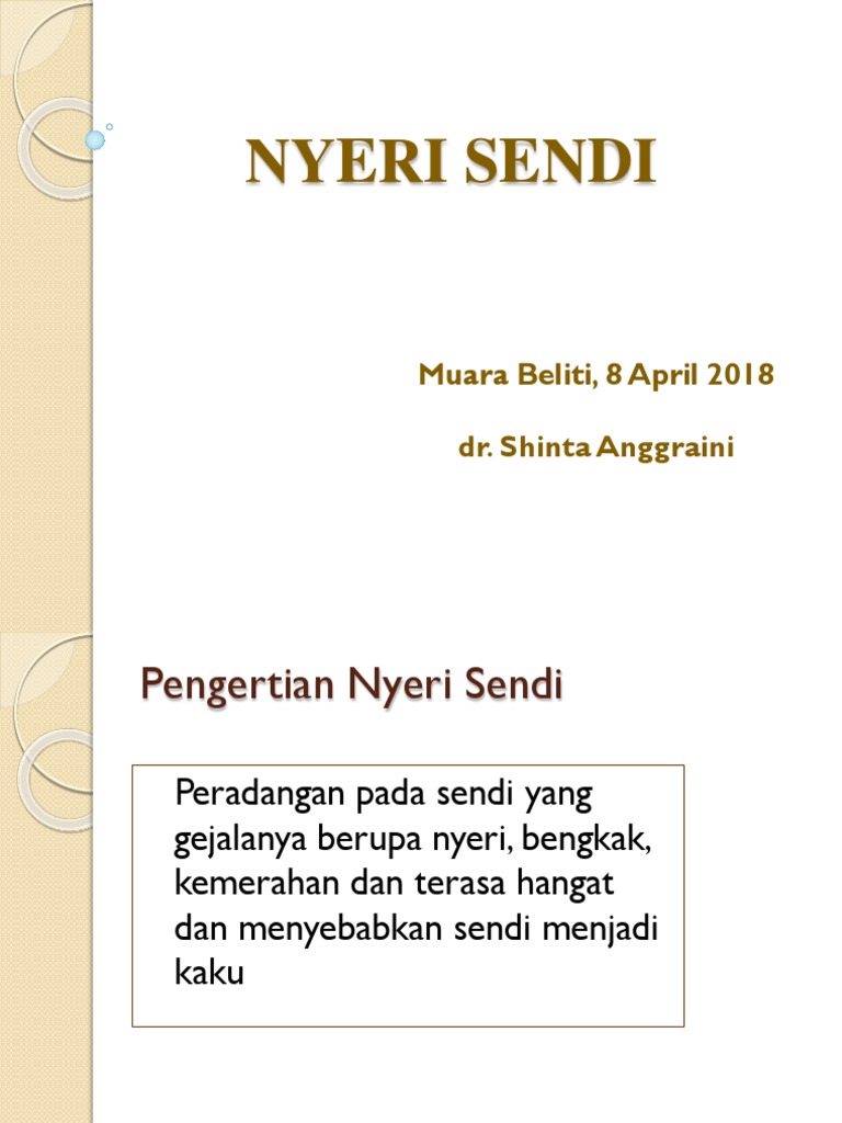 Nyeri Sendi Muara Beliti 8 April 2018 Dr Shinta Anggraini