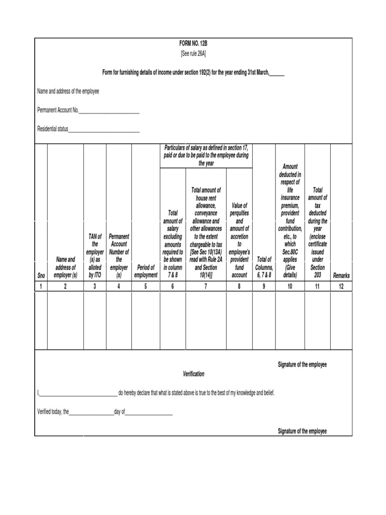 Form 12B: Income Details Submission | PDF | Public Finance | Employment