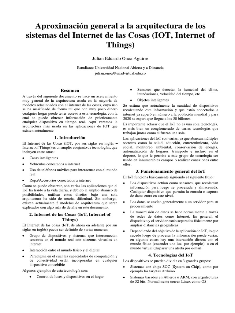 Capas de la Arquitectura IoT | PDF | Internet de las Cosas | Internet