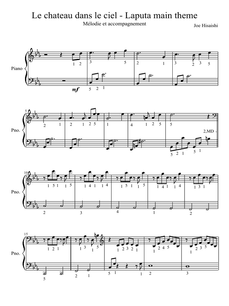 Le Chateau Dans Le Ciel Partition Piano Le Chateau Dans Le Ciel Laputa Main Theme.x43337 PDF | PDF
