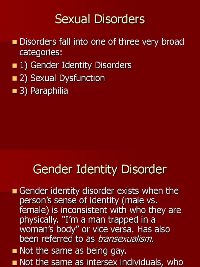 Overview of Sexual Disorders | PDF | Sexual Dysfunction | Sadomasochism
