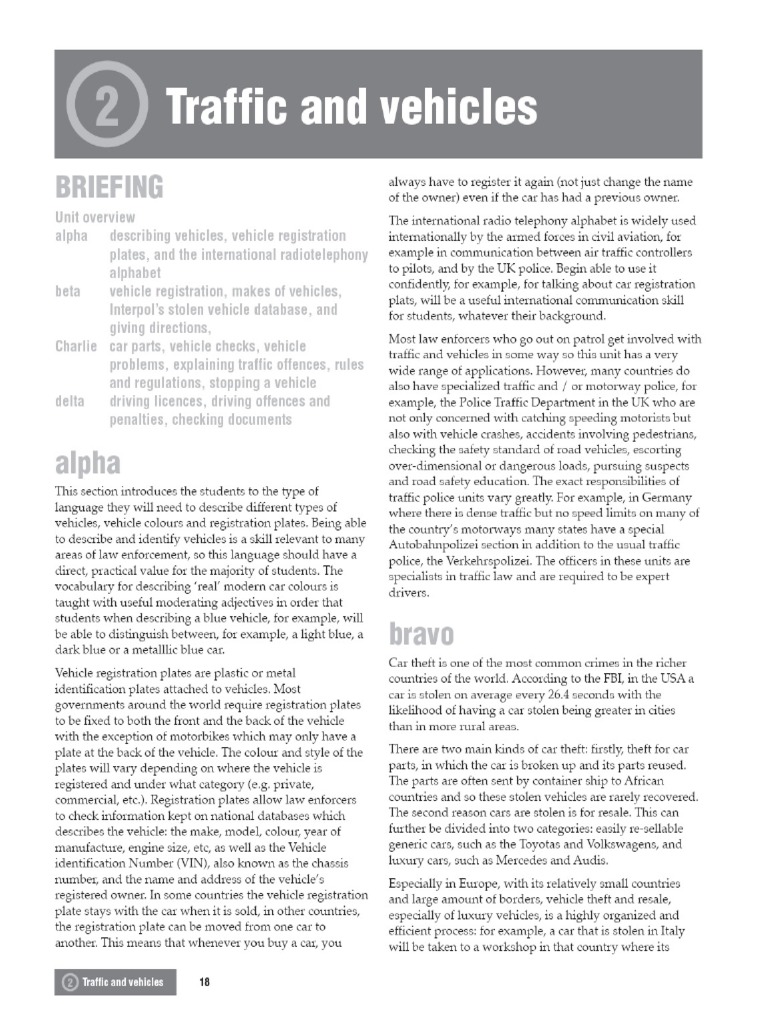 English For Law Enforcement Unit 2 Briefing Pages From Teachers Book ...