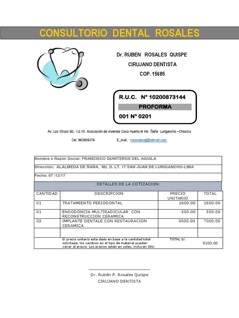 Proforma Dental Francisco Quinteros PDF