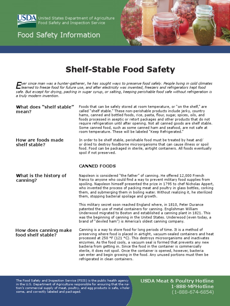 Shelf Stable Food Safety PDF PDF Canning Jerky
