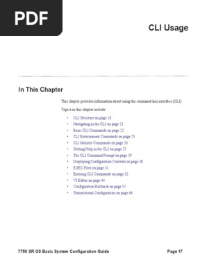 Nokia 7750 Sr Os Basic System Configuration Guide Command Line Interface I Pv6