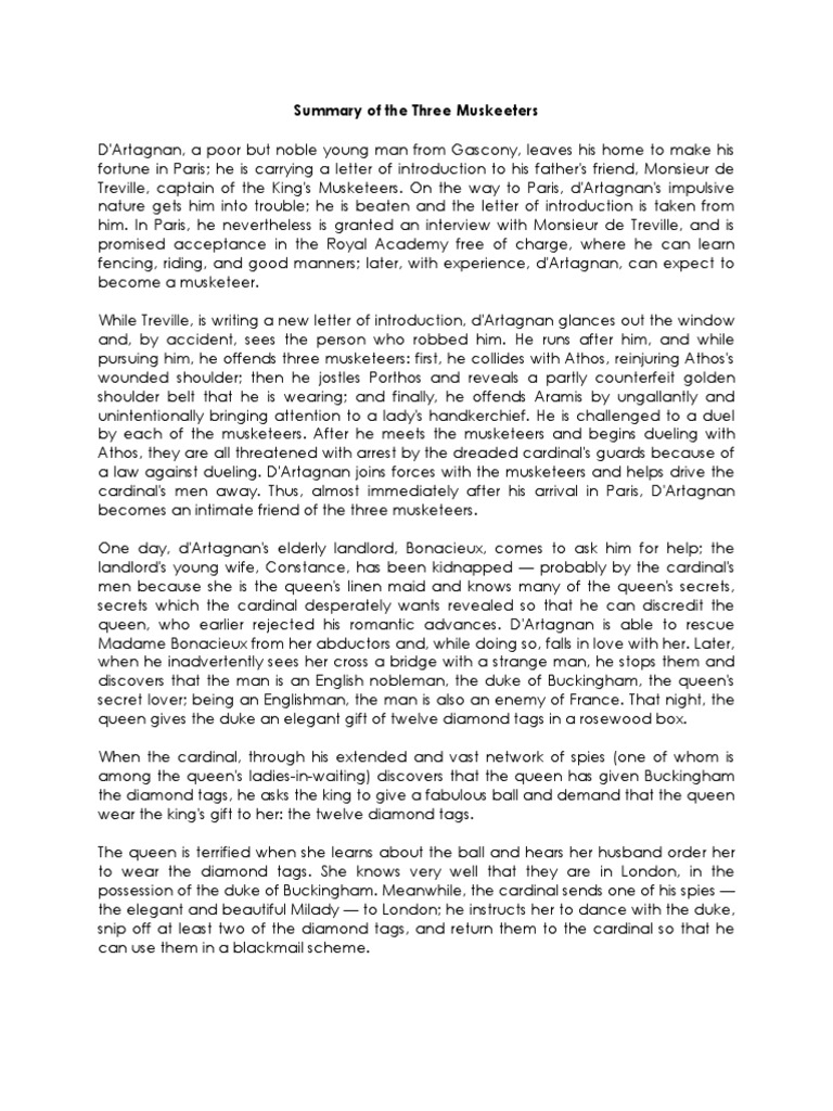 Summary of the Three Muskeeters The Three Musketeers