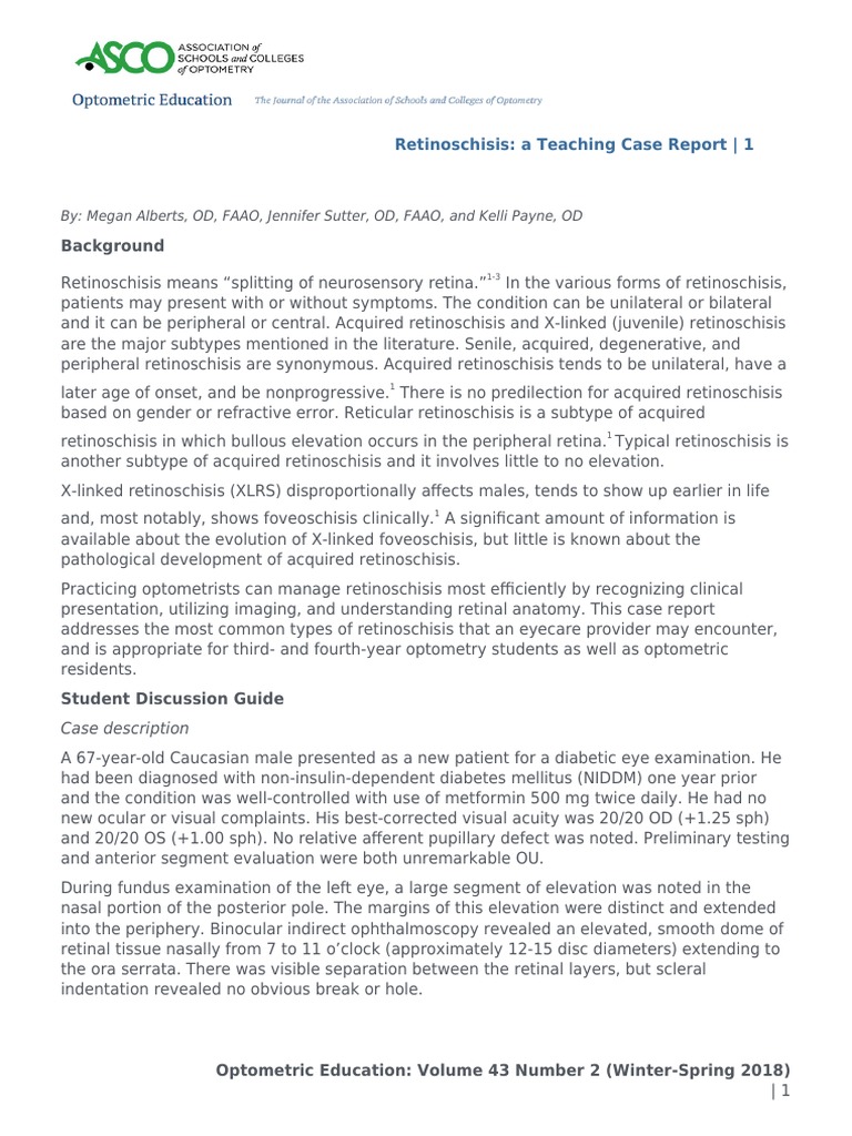Optometry Students: Retinoschisis Case | PDF | Retina | Medical Diagnosis
