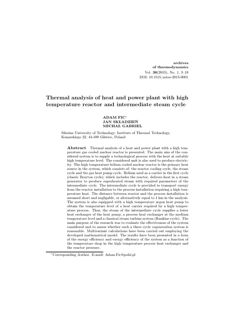 (20836023 - Archives of Thermodynamics) Thermal Analysis of Heat and ...