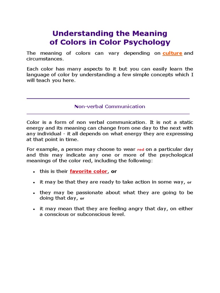 Color Psychology Explained | PDF | Anger | Communication