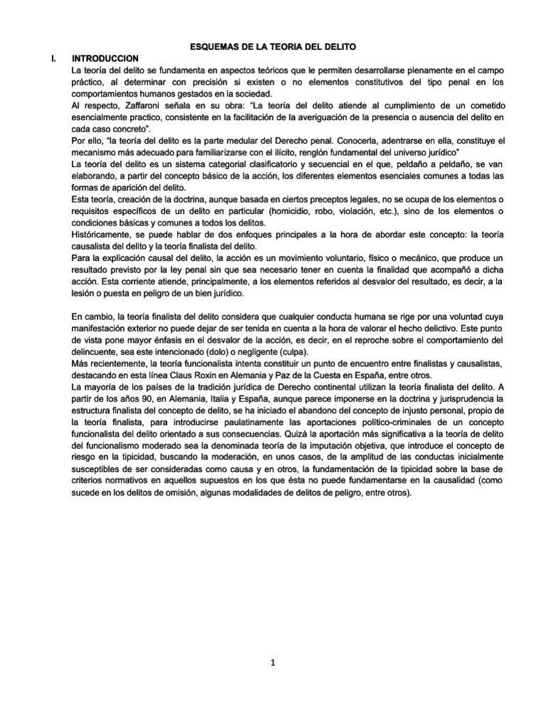 Esquemas de la Teoría del Delito | PDF | Derecho penal | Intención ...