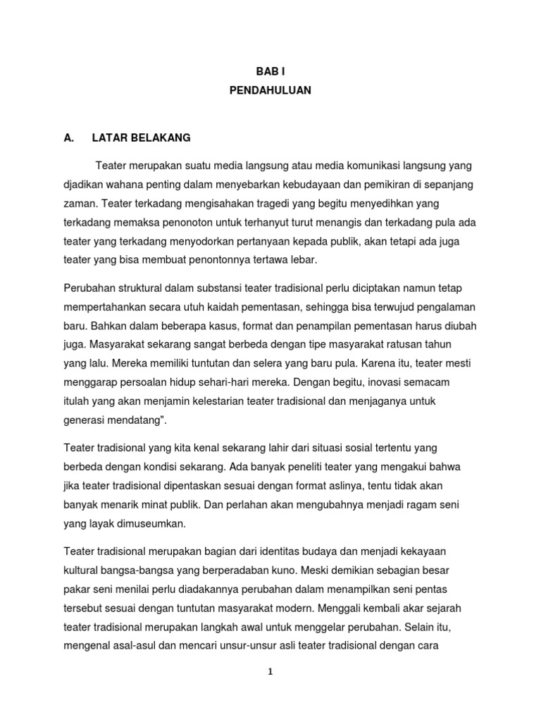 Makalah Karya Seni Teater Tradisional Di Indonesia