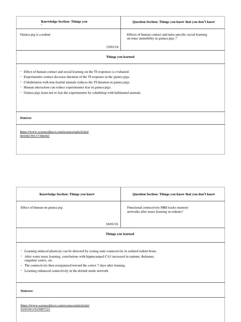Learning Record Form | PDF | Hippocampus | Learning