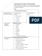 Data Gathering Tool For Trainee's Characteristics