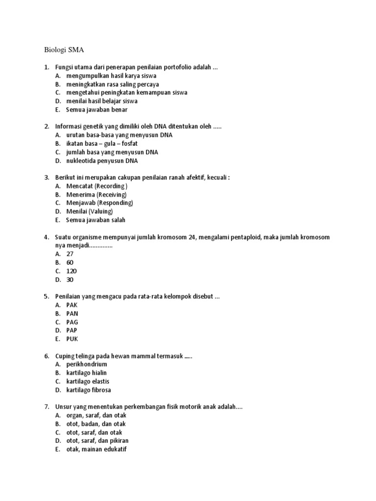 Soal Tes Ppg Biologi