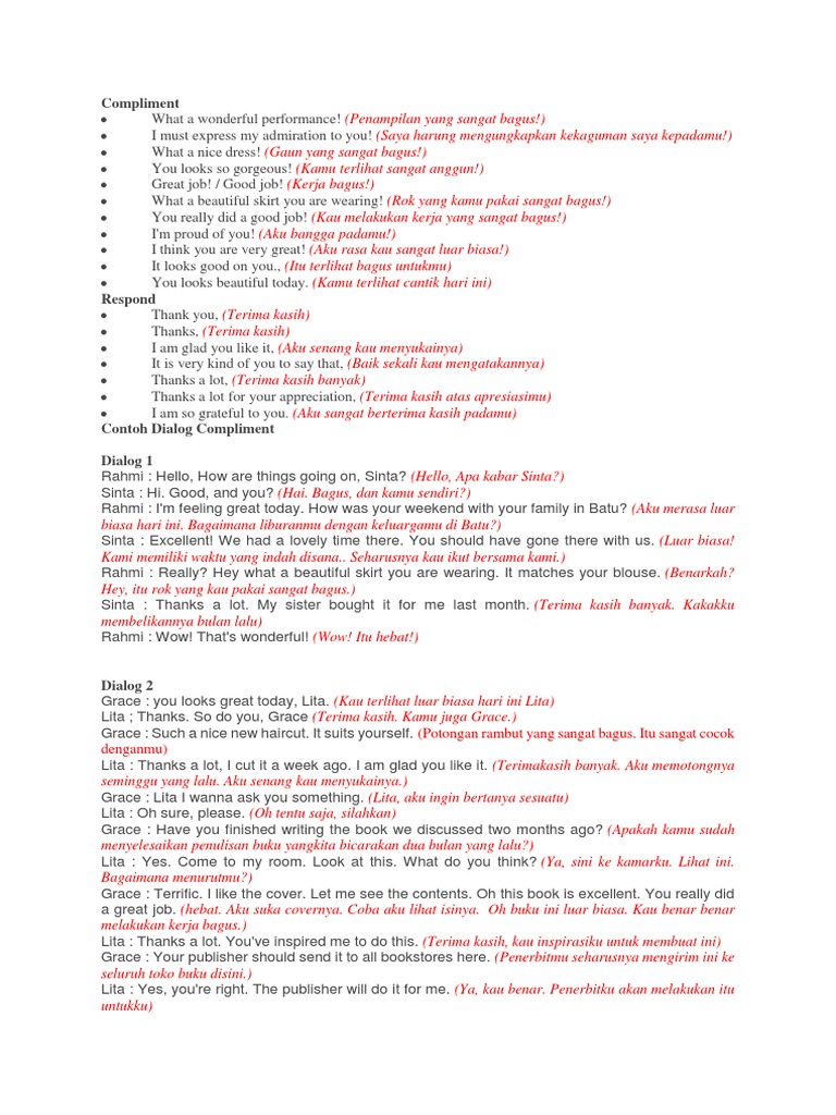 Compliments and Responses Guide | PDF