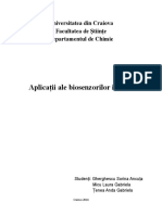 Universitatea din Craiova Facultatea de Științe Departamentul de Chimie Aplicații ale biosenzorilor in vivo