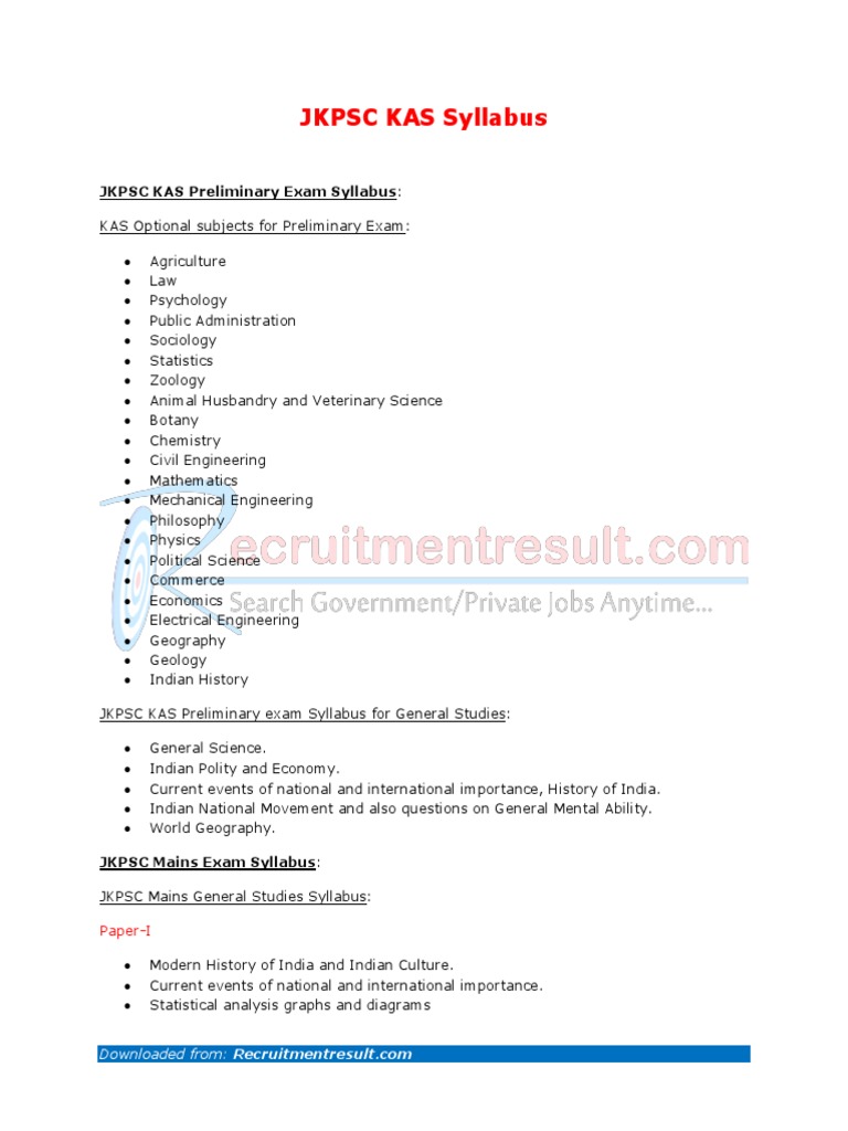 JKPSC Kas Syllabus PDF PDF Science Engineering