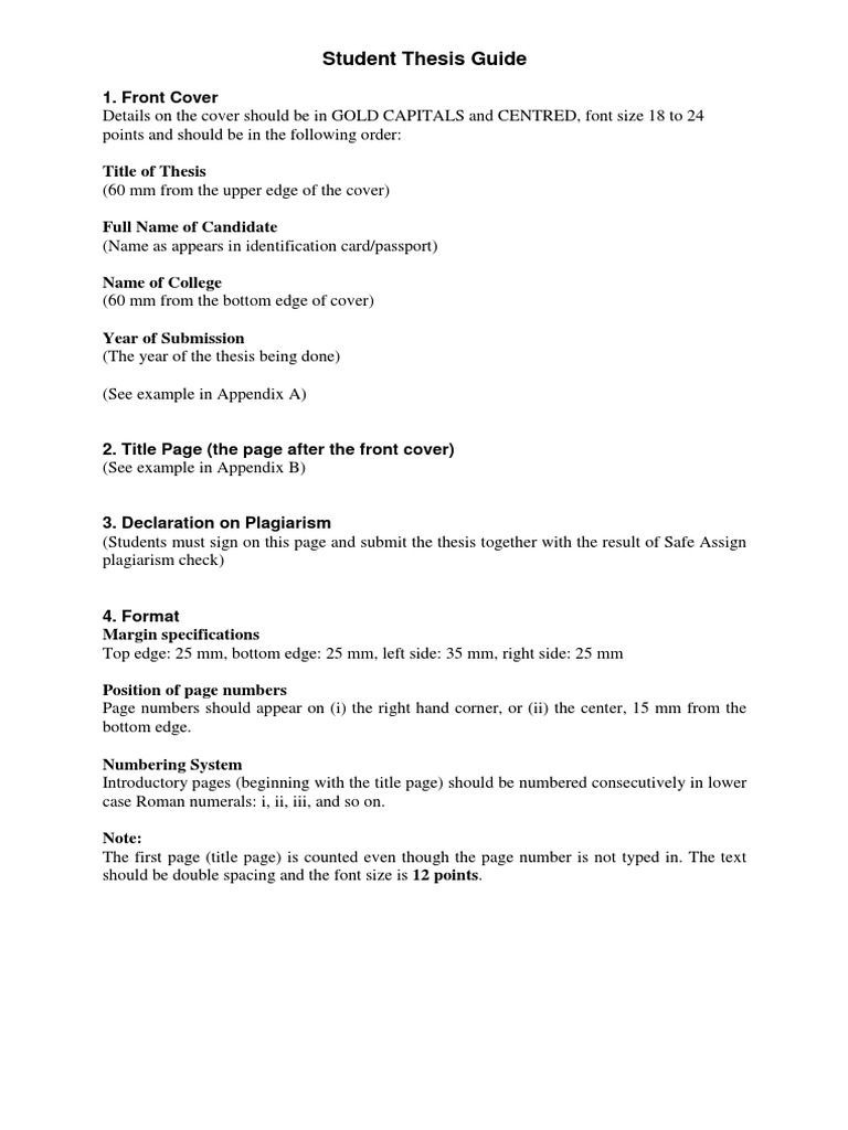 Student Thesis Formatting Guidelines | PDF | Molecular Cloning ...