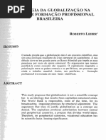 LEHER, Roberto. A ideologia da globalização na política  de formação profissional do Brasil. 