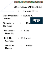 President: Dennis Ortiz Vice President: Sylvie T. Leonor Secretary: Romenda de Asas Treasurer: Lina Bantillo P. I. O.: Celestino Garzon Auditor: Felias Rosco
