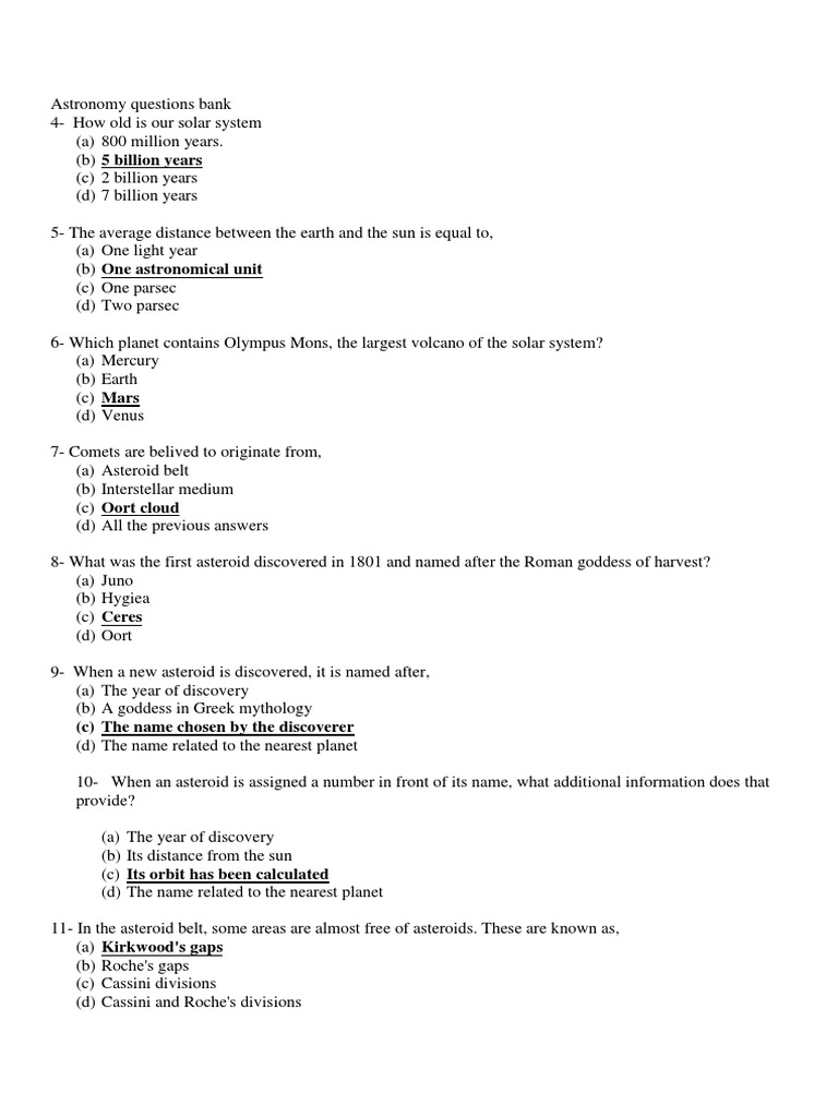 Astronomy Exam Stdocx Asteroid Planets