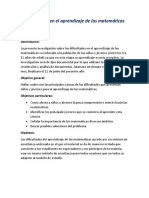 Dificultades en El Aprendizaje de Las Matemáticas