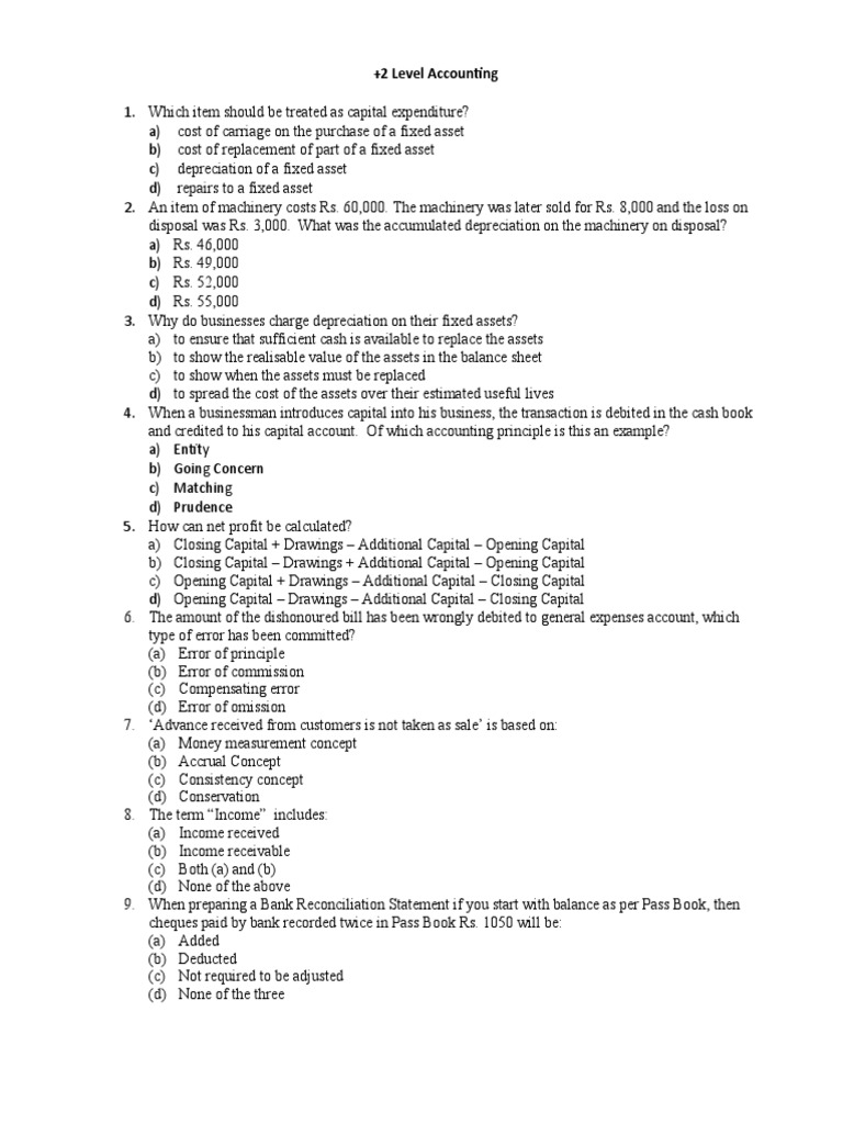 Financial Accounting MCQs with Answers | PDF | Debits And Credits ...
