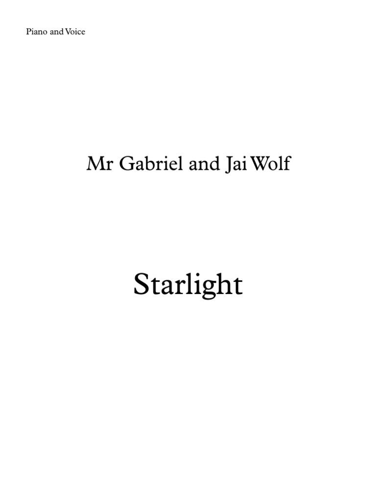 Jai Wolf Starlight Sheet Music Nature