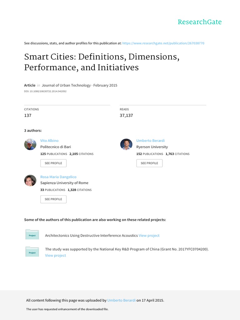 Smart Cities: Definitions and Metrics | PDF | City | Sustainability
