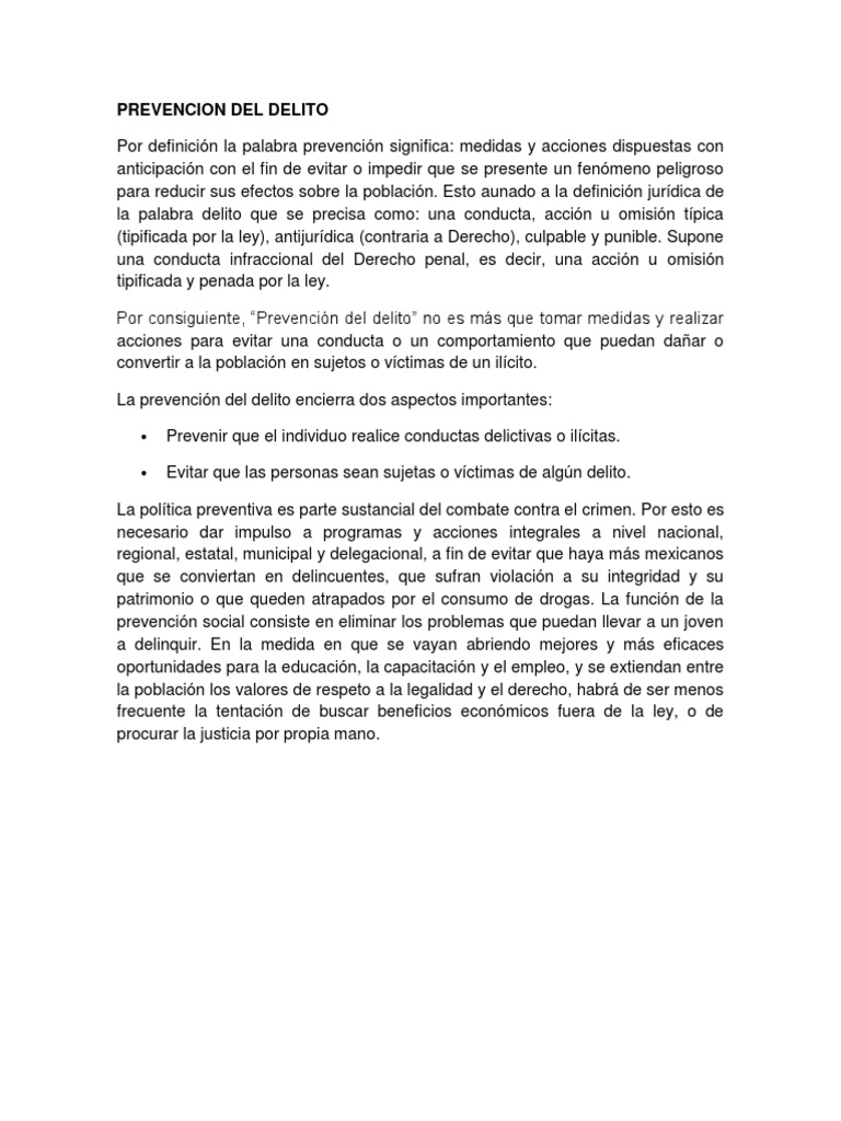 Prevención del Delito: Definiciones y Estrategias | PDF | Castigos ...