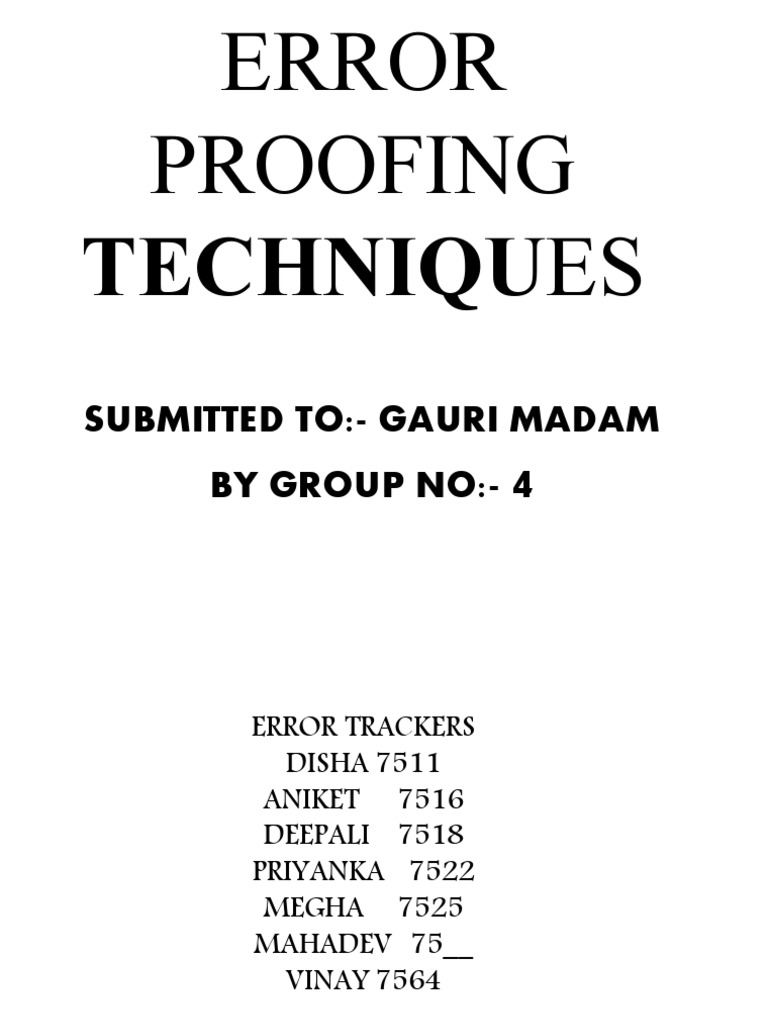 Error Proofing Techniques PDF Switch Teaching Mathematics