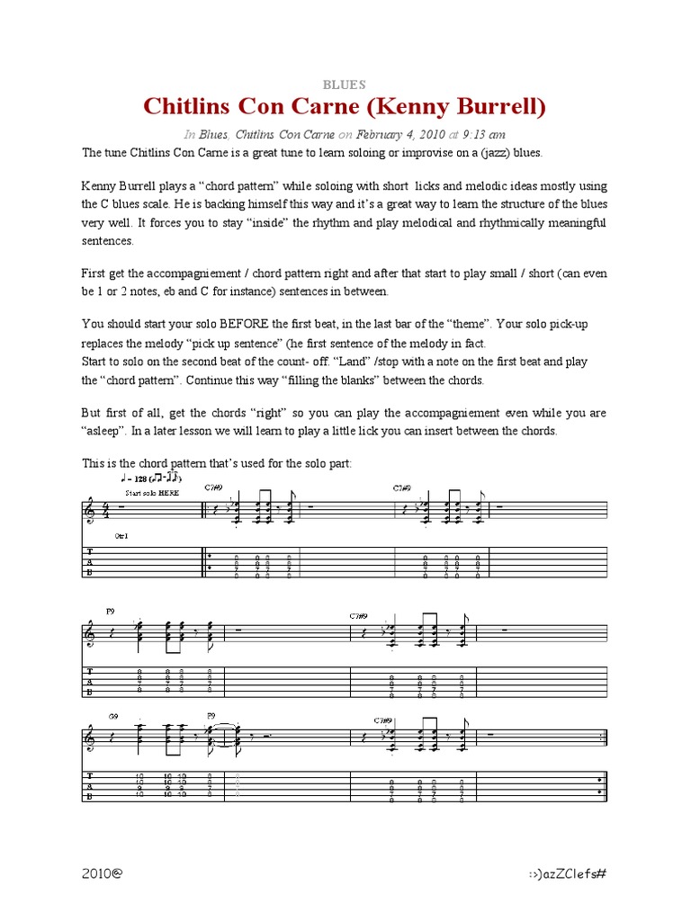 Kenny Burrell Chitlins Con Carne Solo Lesson Pdf