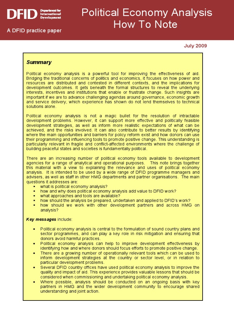 Political Economy Analysis for Aid Effectiveness | PDF | Governance ...