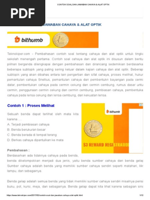 Soal Ipa Smp Materi Cahaya Dan Alat Optik